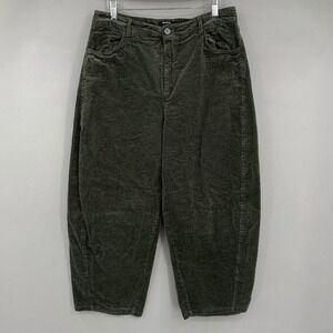 Roly Poly Corduroy Barrel‎ Leg Pants Women Large Olive Green Baggy Boho KAP1234